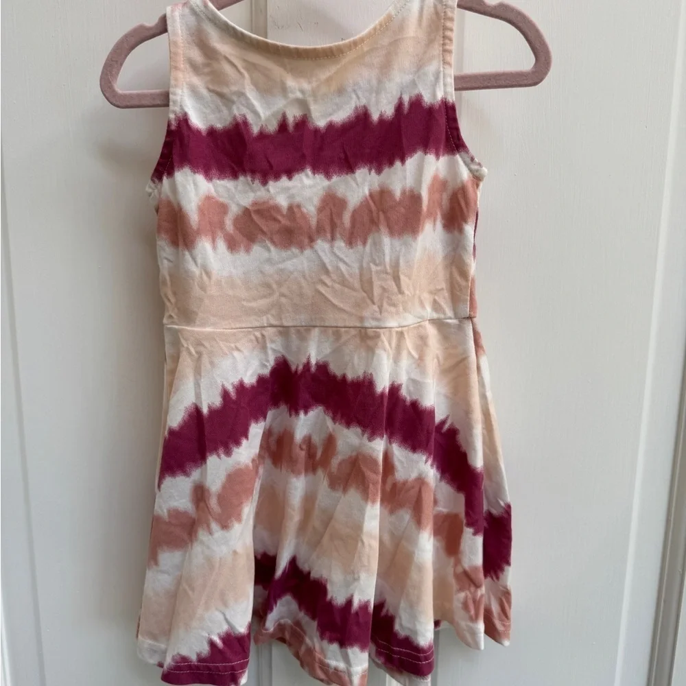 The Children's Place 2T Girls Pink and White Know Shoulder Tank Top Soft Dress